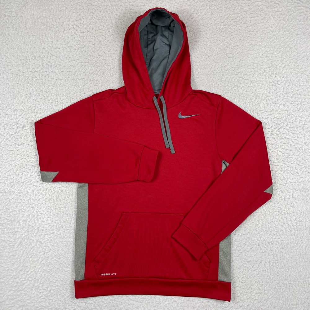 Nike Therma-FIT Hoodie Mens Small Red Pullover Activewear School Casual 650733